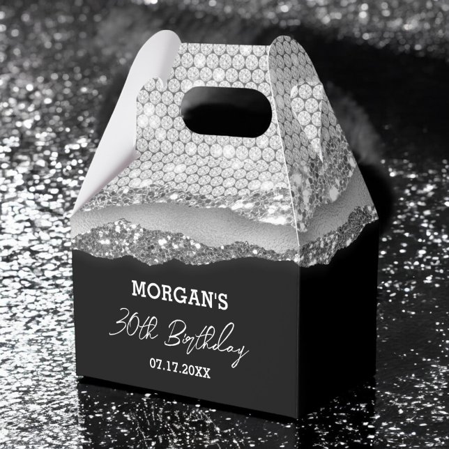 Ballotins Anniversaire Argent Noir Parties scintillant Nom M (Créateur téléchargé)