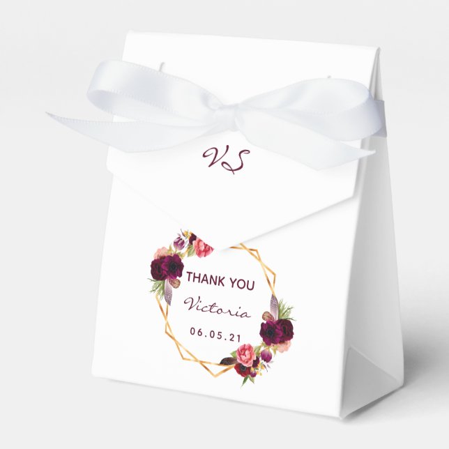 Ballotins Anniversaire blanc or géométrique floral bordeaux (Verso)
