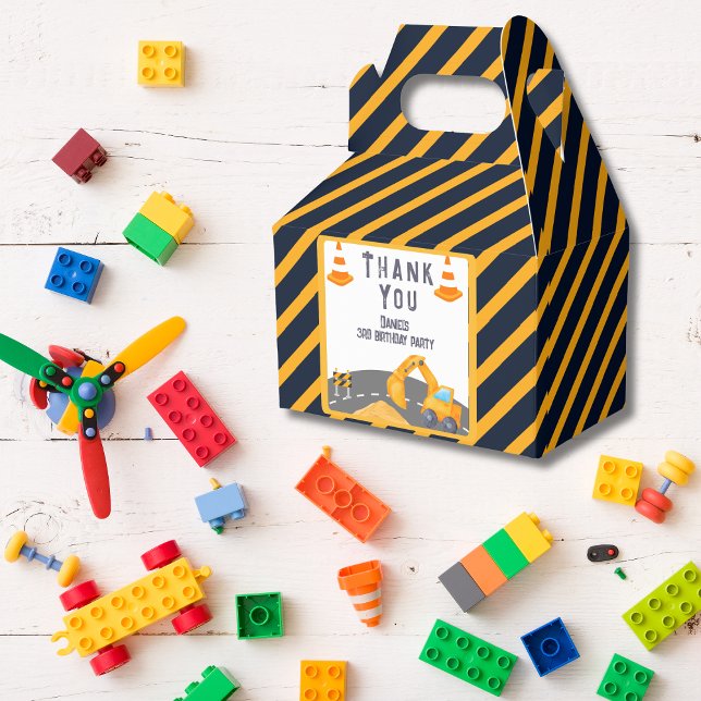 Ballotins Anniversaire de enfant du cône de construction de  (Excavator Construction Cone Kids Birthday Party Favor Box)