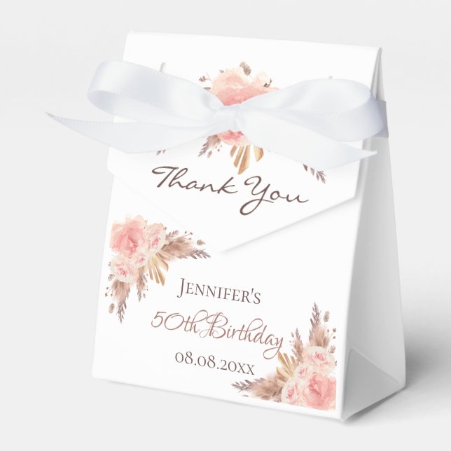 Ballotins Anniversaire de fête pampas herbe floral blush mer (Verso)