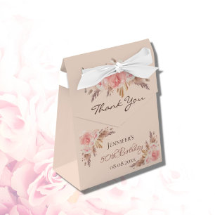 Ballotins Anniversaire fête blush pampas herbe floral merci