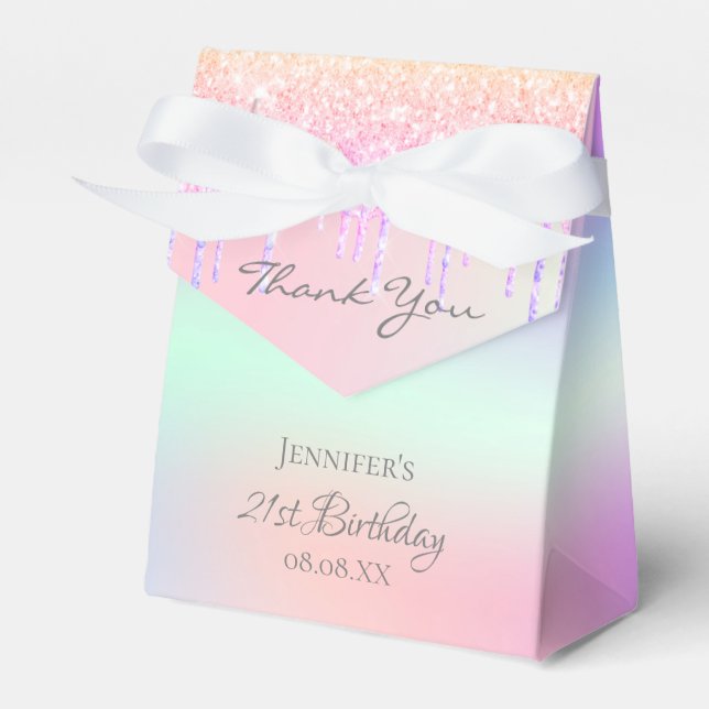 Ballotins Anniversaire fête rose violet holographique (Verso)