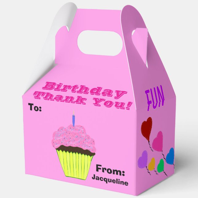 Ballotins Anniversaire Merci rose Cupcake Coeurs Ballons (Verso)