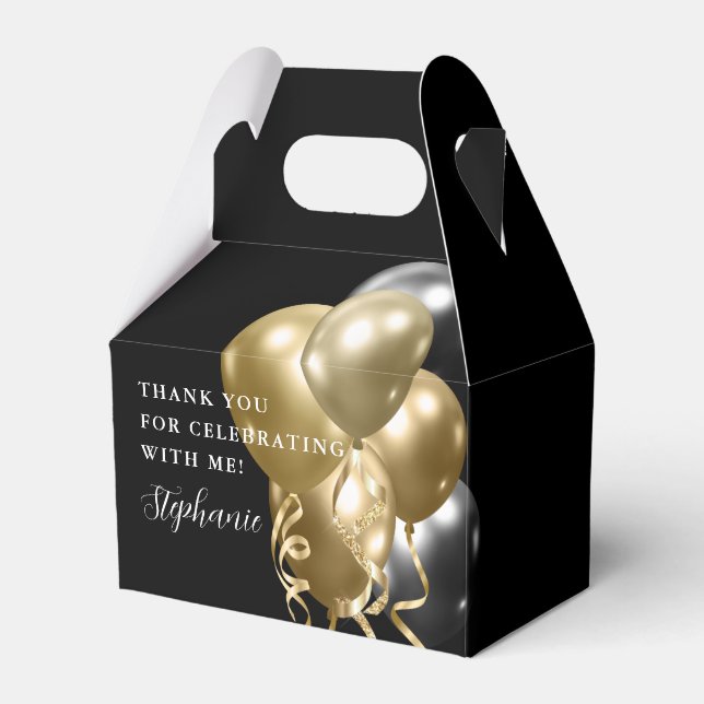 Ballotins Anniversaire Noir Gold Elegant Ballons (Verso)