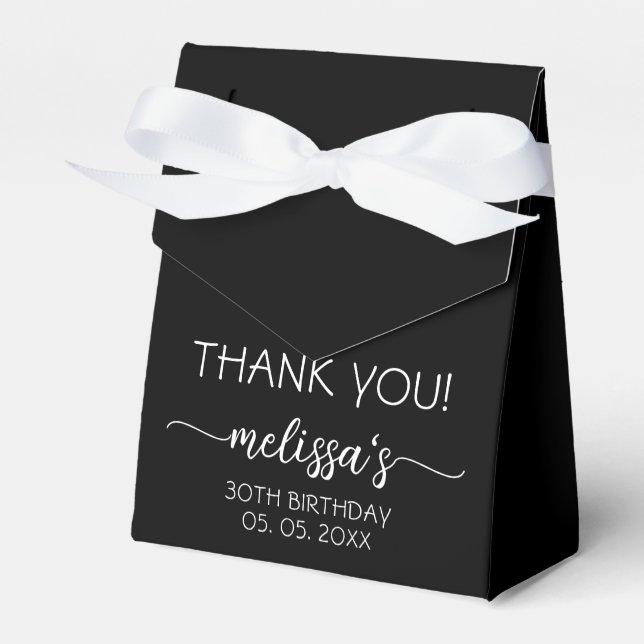 Ballotins Anniversaire Noir Monogramme Nom Script Merci (Verso)