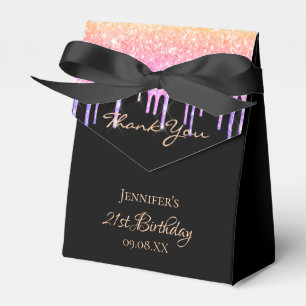 Ballotins Anniversaire noir rose gouttes merci