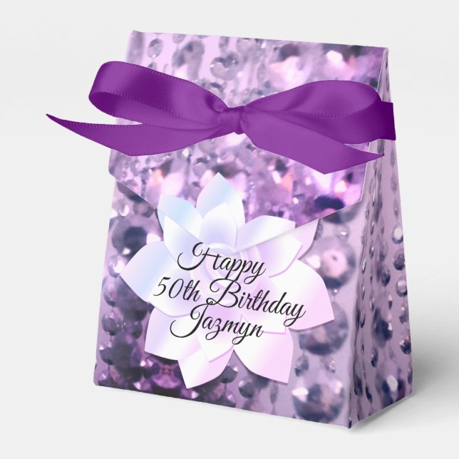 Ballotins Anniversaire violet et rose élégant perlé (Verso)