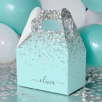Aqua Blue - Turquoise Parties scintillant argent M