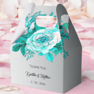 Ballotins Aqua Botanique Argent Mariage Roses