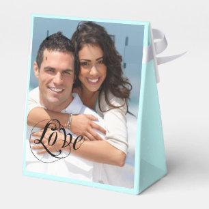 Ballotins Aqua Wedding Favor Box Vos Photos Monogrammes Noms