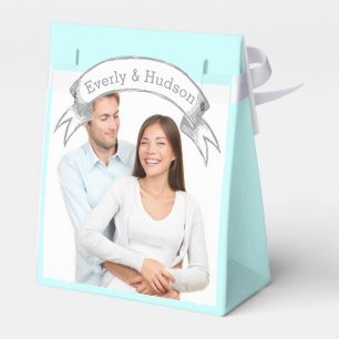 Ballotins Aqua Wedding Favor Box Vos Photos Monogrammes Noms