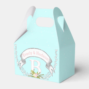 Ballotins Aqua Wedding Favor Box Vos Photos Monogrammes Noms