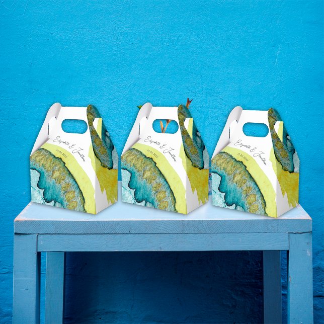 Ballotins Aquarelle Abstraite bleu Jaune Art Mariage unique (Créateur téléchargé)