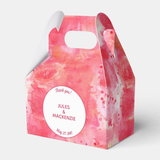 Ballotins Aquarelle Abstraite moderne Mariage rose (Verso)