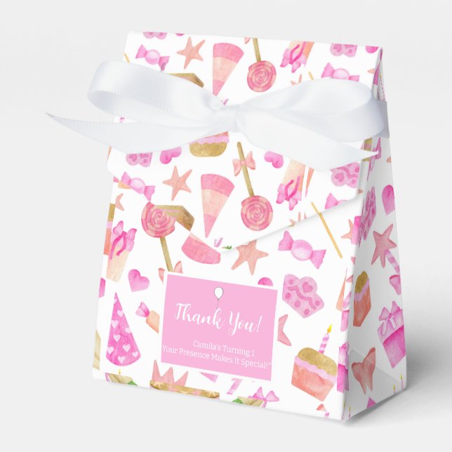 Ballotins Aquarelle Anniversaire Motif rose Merci (Verso)