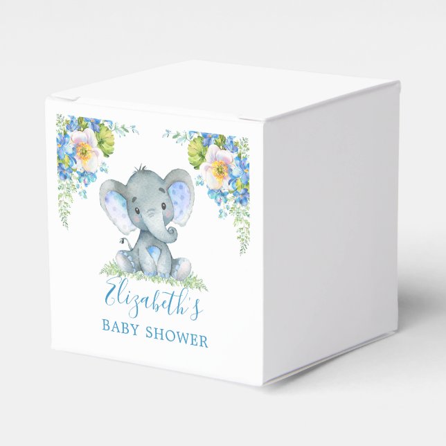 Ballotins Aquarelle Bleu Floral Baby Elephant Baby shower (Verso)