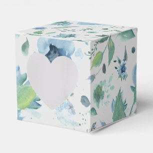 Ballotins Aquarelle Bleu sur Floral Gris Clair 