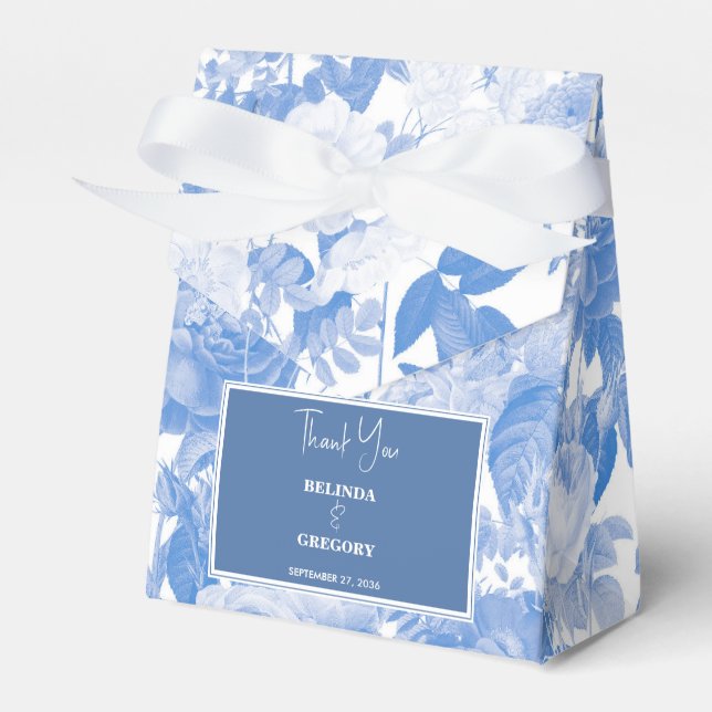 Ballotins Aquarelle bleue Mariage de fleurs botaniques (Verso)