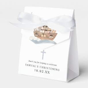 Ballotins Aquarelle bleue Noah's Ark Boy Christening Favor