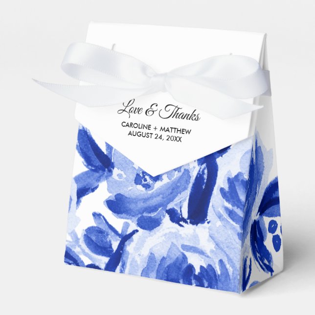 Ballotins Aquarelle Bleue Royale Mariage Floral Favoriser le (Verso)
