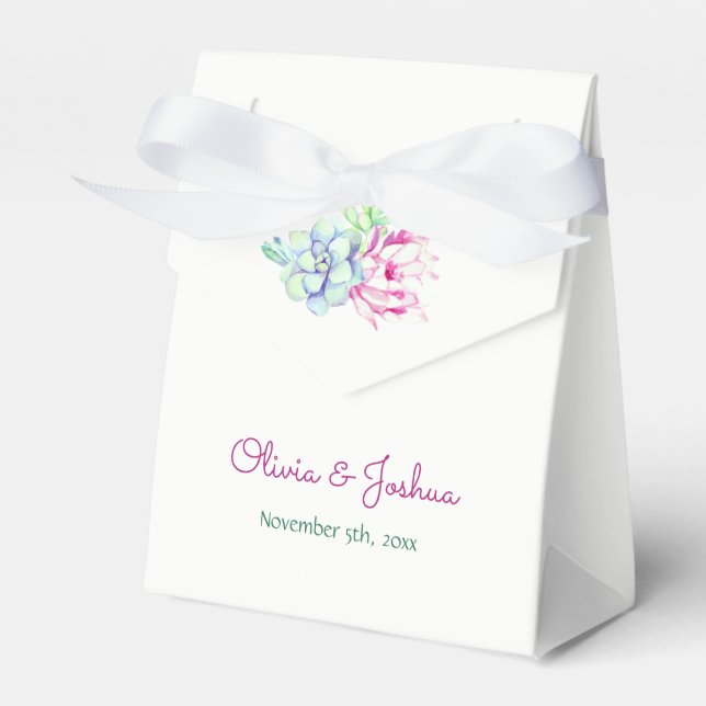 Ballotins Aquarelle Cactus Fleur Mariage Faveur Boîtes (Verso)