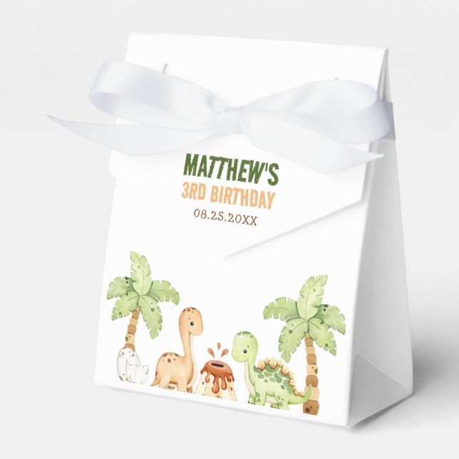 Ballotins Aquarelle Cute Dinosaur Vert 3e anniversaire (Verso)