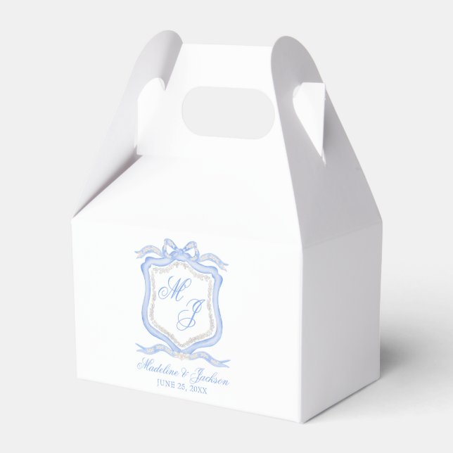 Ballotins Aquarelle Designer Blue Monogram Crest Mariage (Verso)