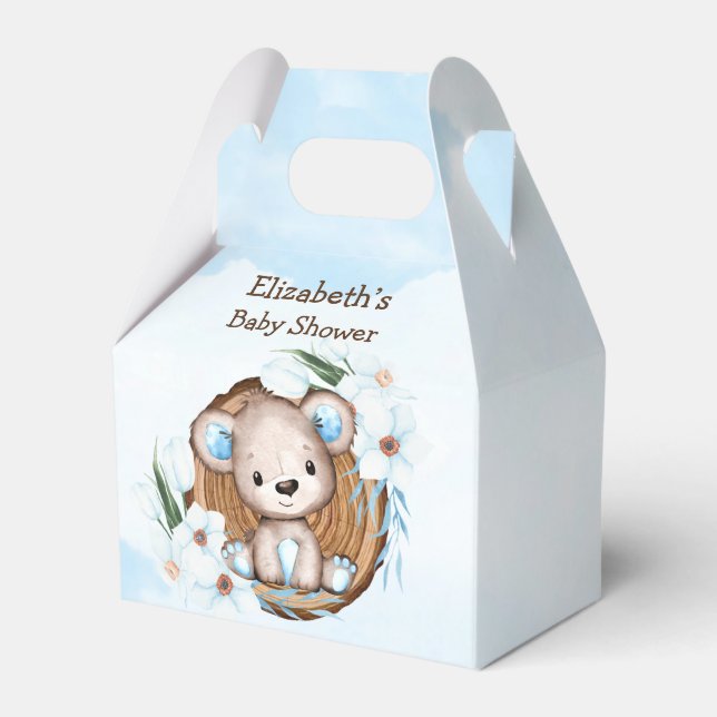 Ballotins Aquarelle du garçon Baby shower d'ours en peluche (Verso)