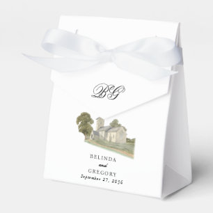 Ballotins Aquarelle Eglise traditionnelle Monogramme Mariage
