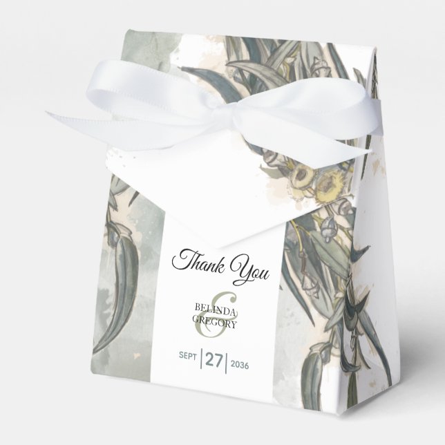 Ballotins Aquarelle Eucalyptus Feuille Mariage vert (Verso)