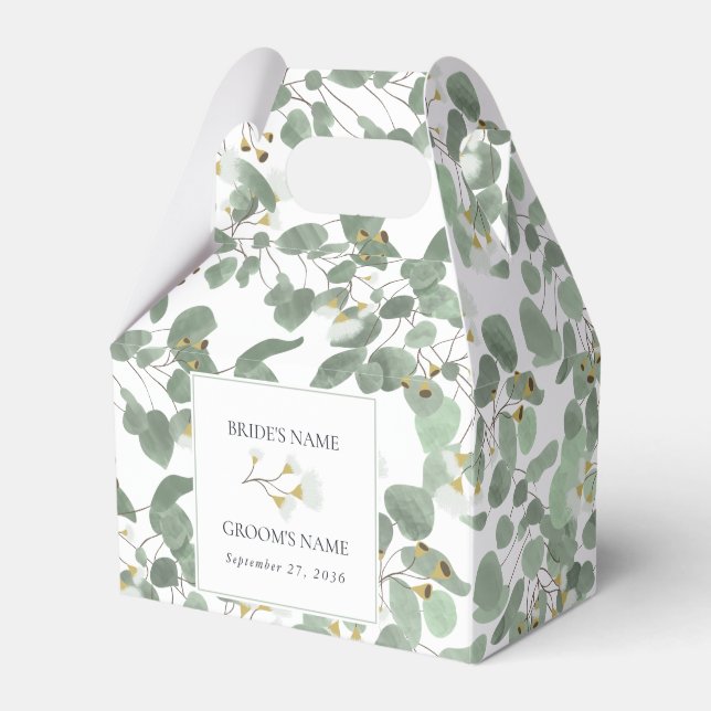 Ballotins Aquarelle Eucalyptus Mariage de fleurs vertes (Verso)