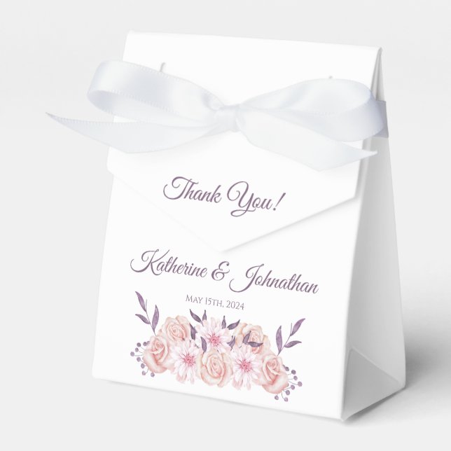 Ballotins Aquarelle Fleurs roses-Mariage Merci- (Verso)