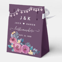 Aquarelle Floral Bourgogne Monogramme & Noms