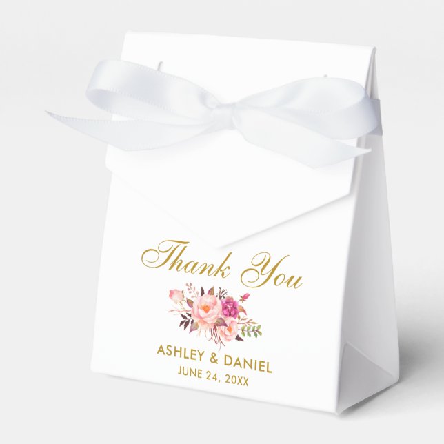 Ballotins Aquarelle Floral Rose Blush Gold Mariage Merci B (Verso)