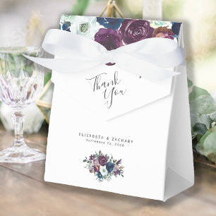 Ballotins Aquarelle Florale Prune Bleu Nuit Mariage