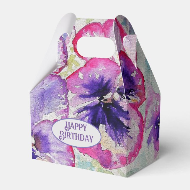 Ballotins Aquarelle florale violette Pansy rose (Verso)