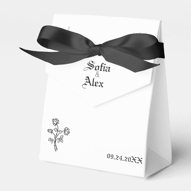 Ballotins Aquarelle gothique rose noir blanc mariage (Verso)