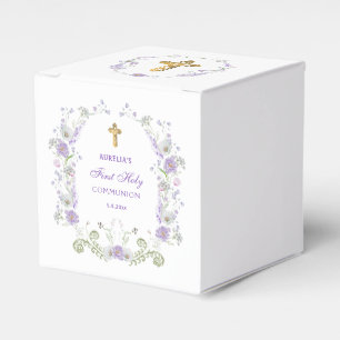 Ballotins Aquarelle Lilac Fleurs Premier Cube Communion