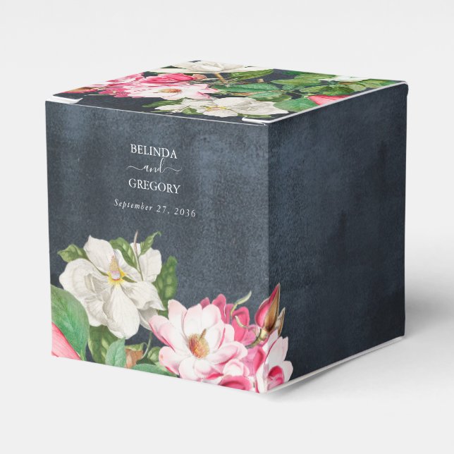 Ballotins Aquarelle Magnolia Fleurs Mariage Noir Blanc (Verso)