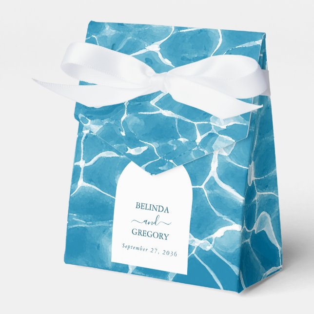 Ballotins Aquarelle moderne Blue Ocean Beach Mariage (Verso)