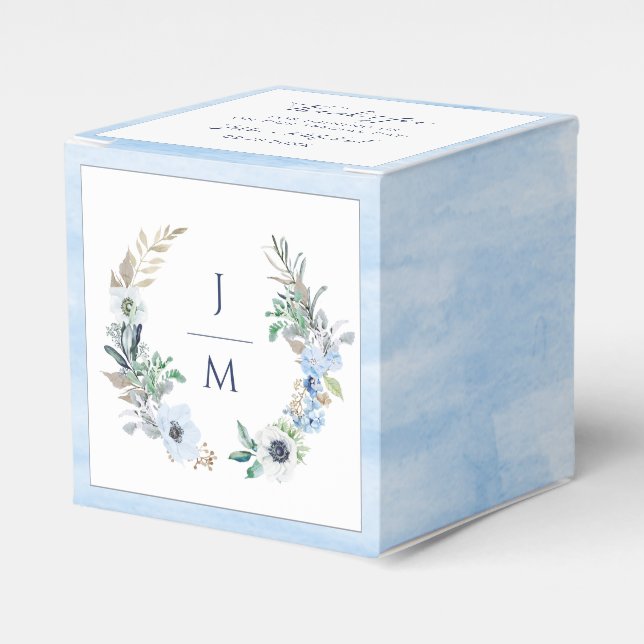Ballotins Aquarelle Monogramme Floral Wreath Mariage bleu (Verso)