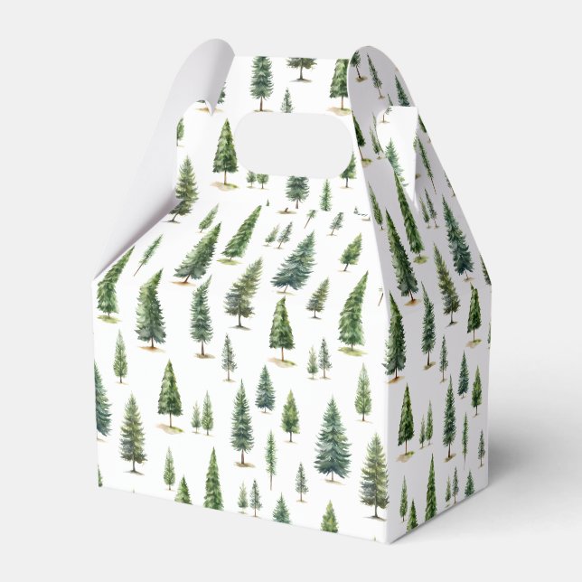 Ballotins Aquarelle Noël Arbres d'hiver Motif Vert (Verso)
