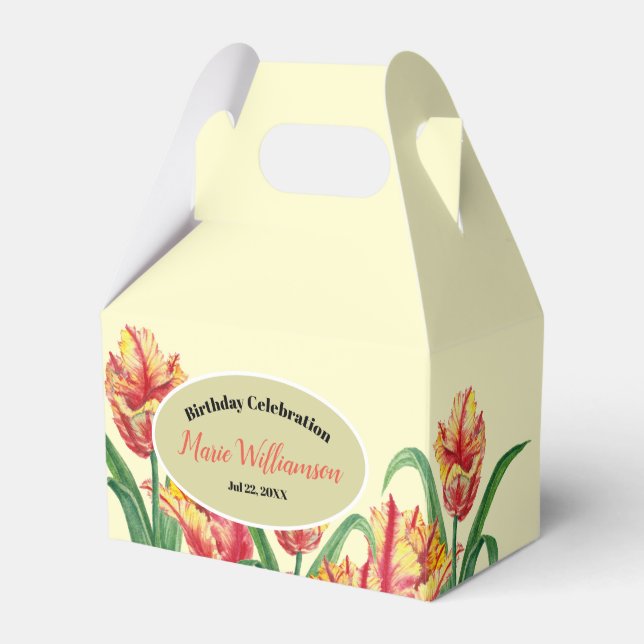 Ballotins Aquarelle Parrot Jaune Tulipes Plaine Beige (Verso)