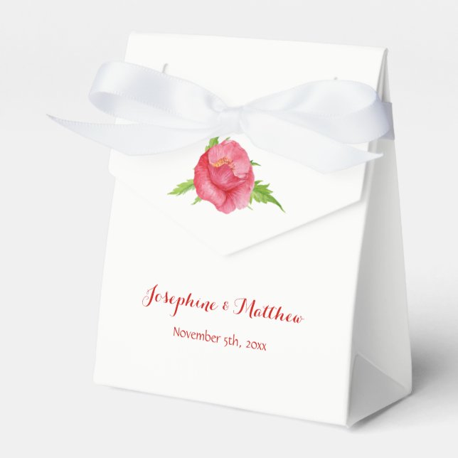 Ballotins Aquarelle Pavot Rouge Floral Mariage Faveur Boîtes (Verso)