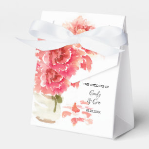Ballotins Aquarelle Peonies roses Mason Jar Mariage