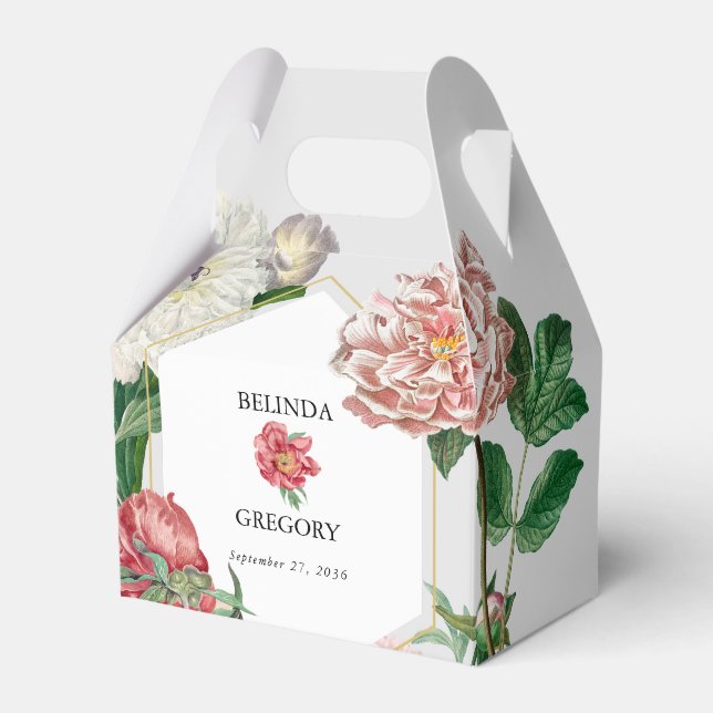 Ballotins Aquarelle rose blanc pivoines Mariage (Verso)