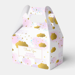 Ballotins Aquarelle rose Nuages Gold Stars Sky Baby shower