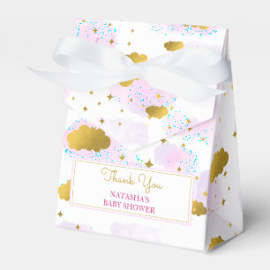 Ballotins Aquarelle rose Nuages Gold Stars Sky Baby shower