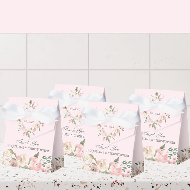 Ballotins Aquarelle rose pâle Élégante Mariage floral (Créateur téléchargé)