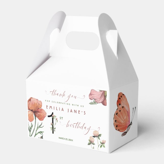 Ballotins Aquarelle rose petits pavots 1er anniversaire (Verso)